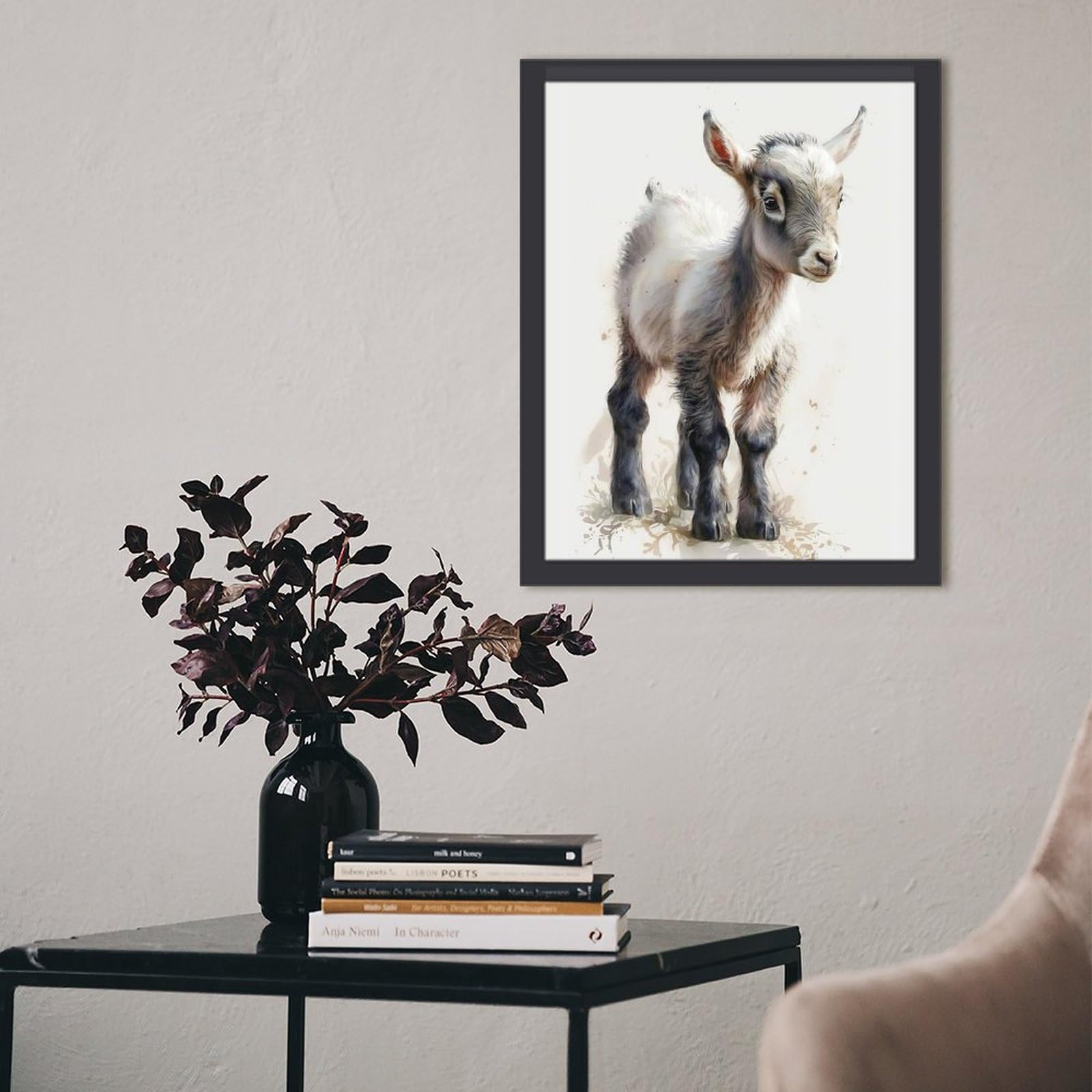 ヤギの油彩画 油絵 動物画 インテリア キャンバス 画材