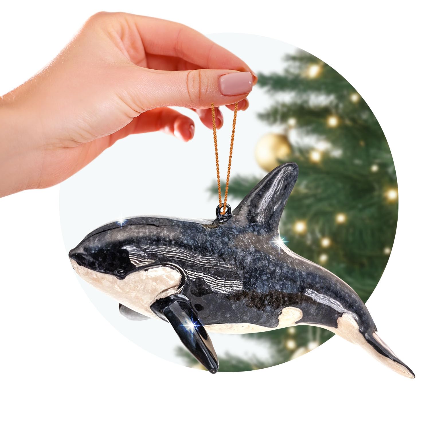 Christmas Ornaments - Hand-Painted - Stocking Stuffers, Scuba Divers and Ocean Lovers (Orca Killer Whale)