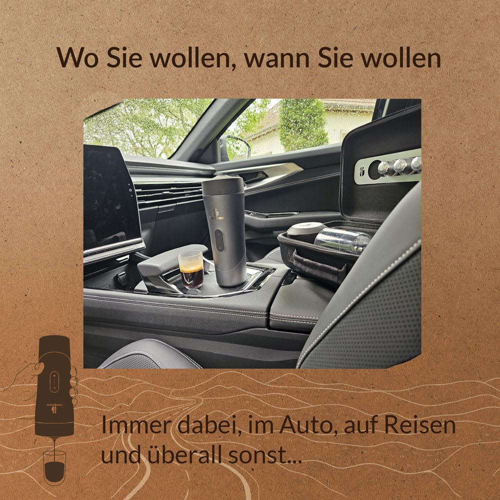 Handpresso Auto Set | Premium Reisekaffeemaschine mit Akku – USB-C | für Auto, Van und Camping | tragbare Kaffeemaschine für unterwegs | für Espressokapseln & nachfüllbare Kapseln | Espresso & Lungo