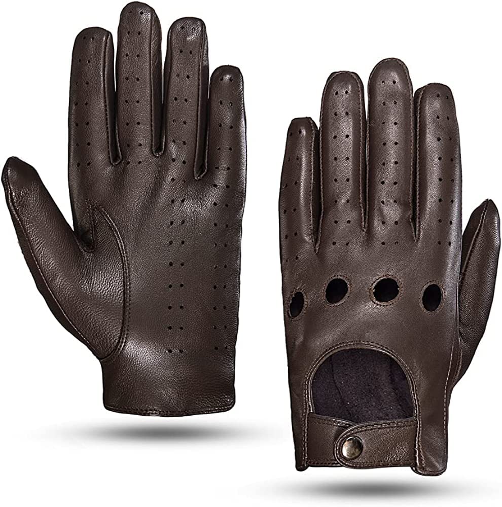 MGGMOKAY Guanti da guida in pelle touchscreen da uomo sfoderati