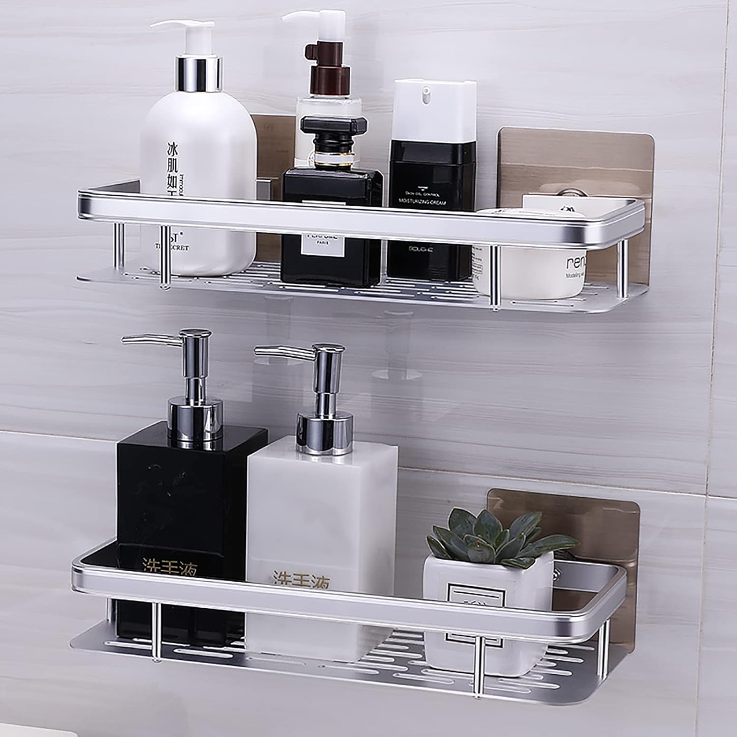 DMCESWFC for Toilet Bathroom Self Adhesive No Drilling RUSTPROOF Bathroom Shower Corner Shelf Wall Mounted Shower Caddy Storage