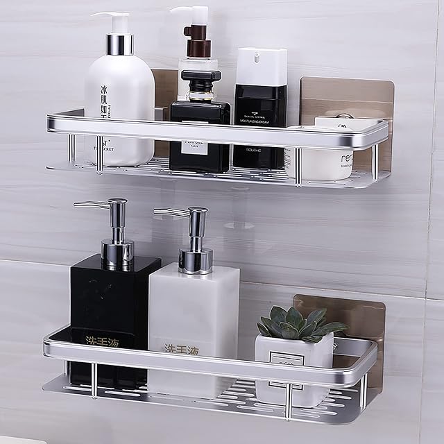 DMCESWFC for Toilet Bathroom Self Adhesive No Drilling RUSTPROOF Bathroom Shower Corner Shelf Wall Mounted Shower Caddy Storage