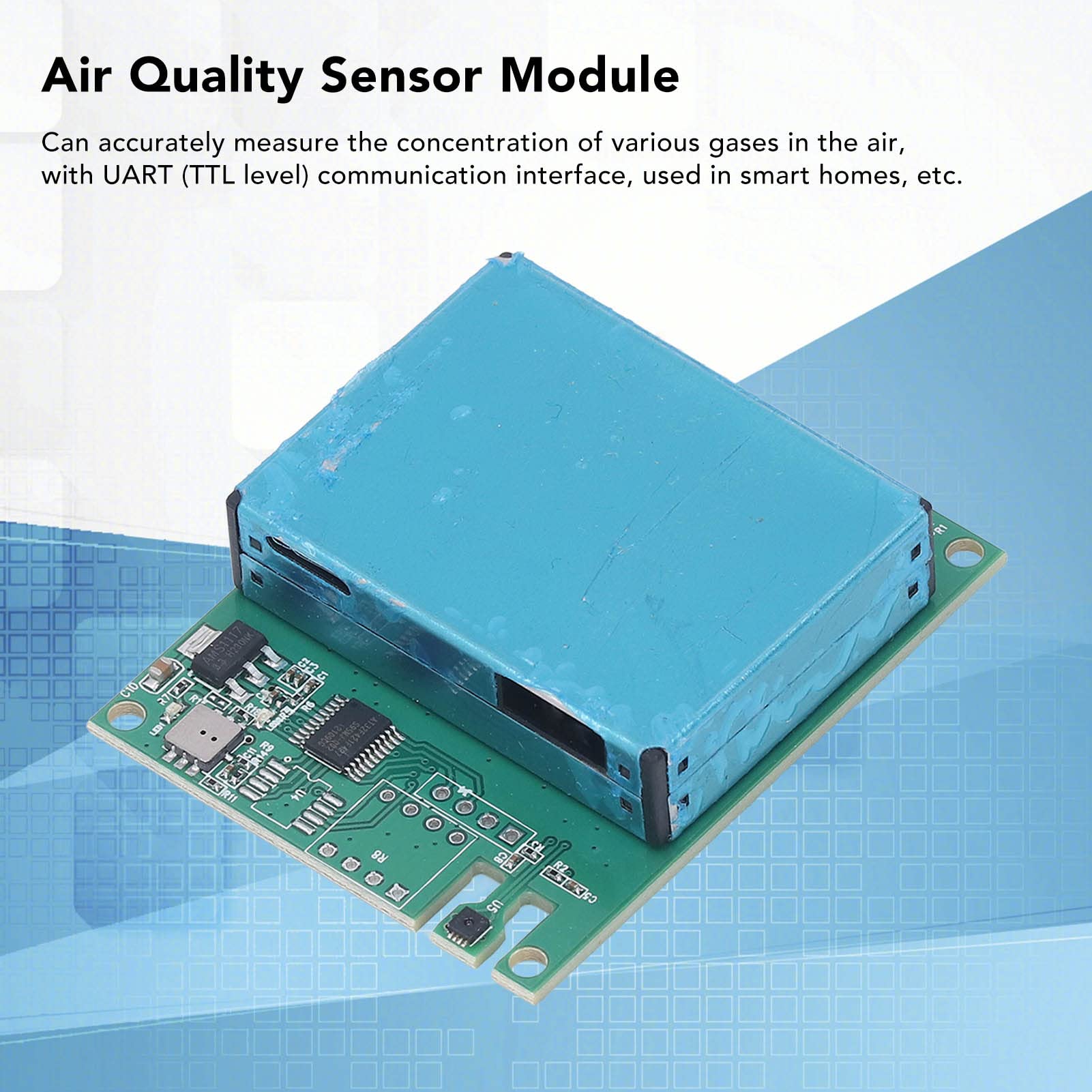 Module de capteur de qualité de l'air intégré pour la surveillance PM2,5 PM10 CO2 CH20 et TVOC - Capteur à 7 paramètres avec communication UART TTL pour la mesure de la