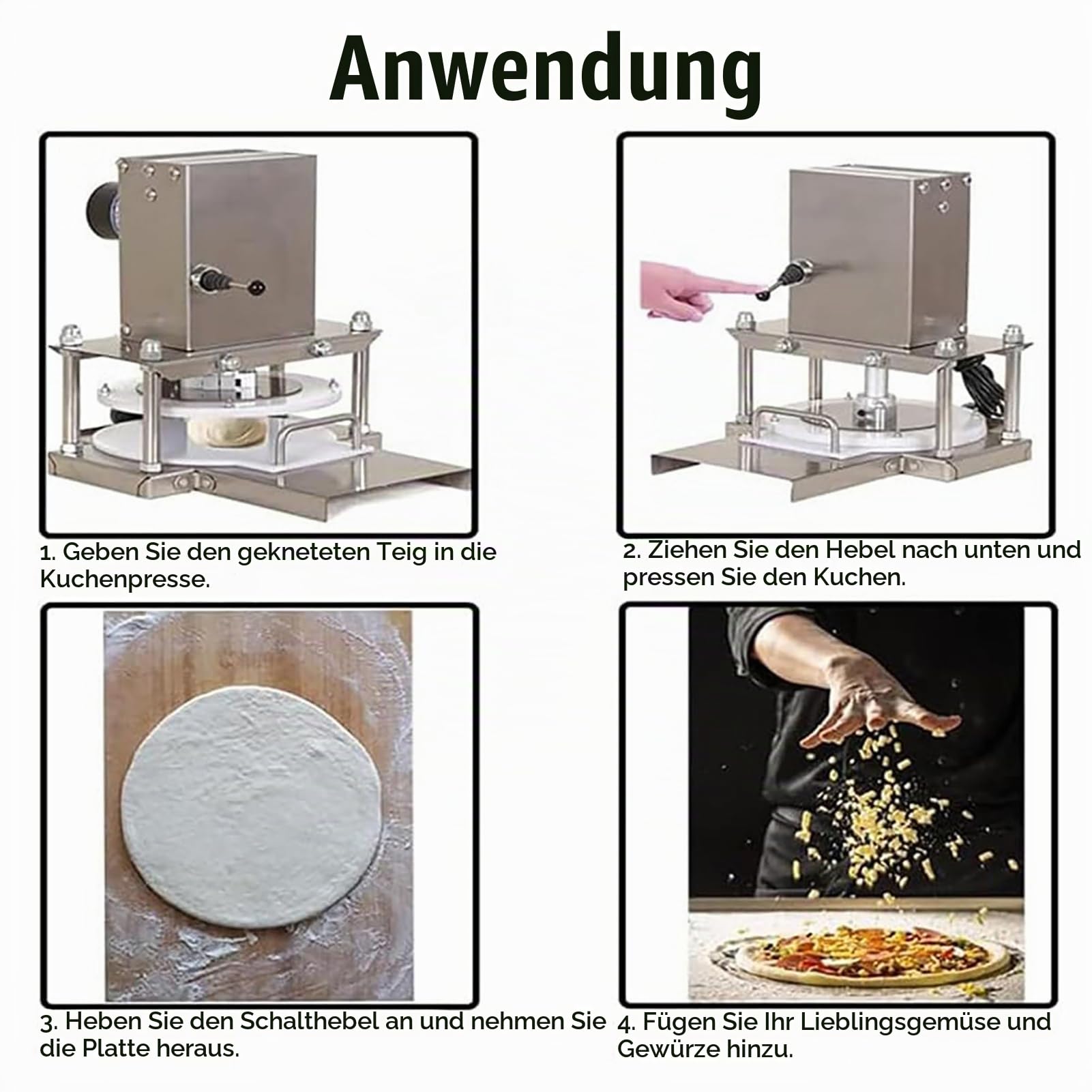 Vollautomatische Teigpresse Elektrisch - Edelstahl Pizza Presse 30cm mit Runder Form, Kommerzielle Ausrollmaschine, Einfache Reinigung Dank, für Pizzerien & Haushaltsproduktion