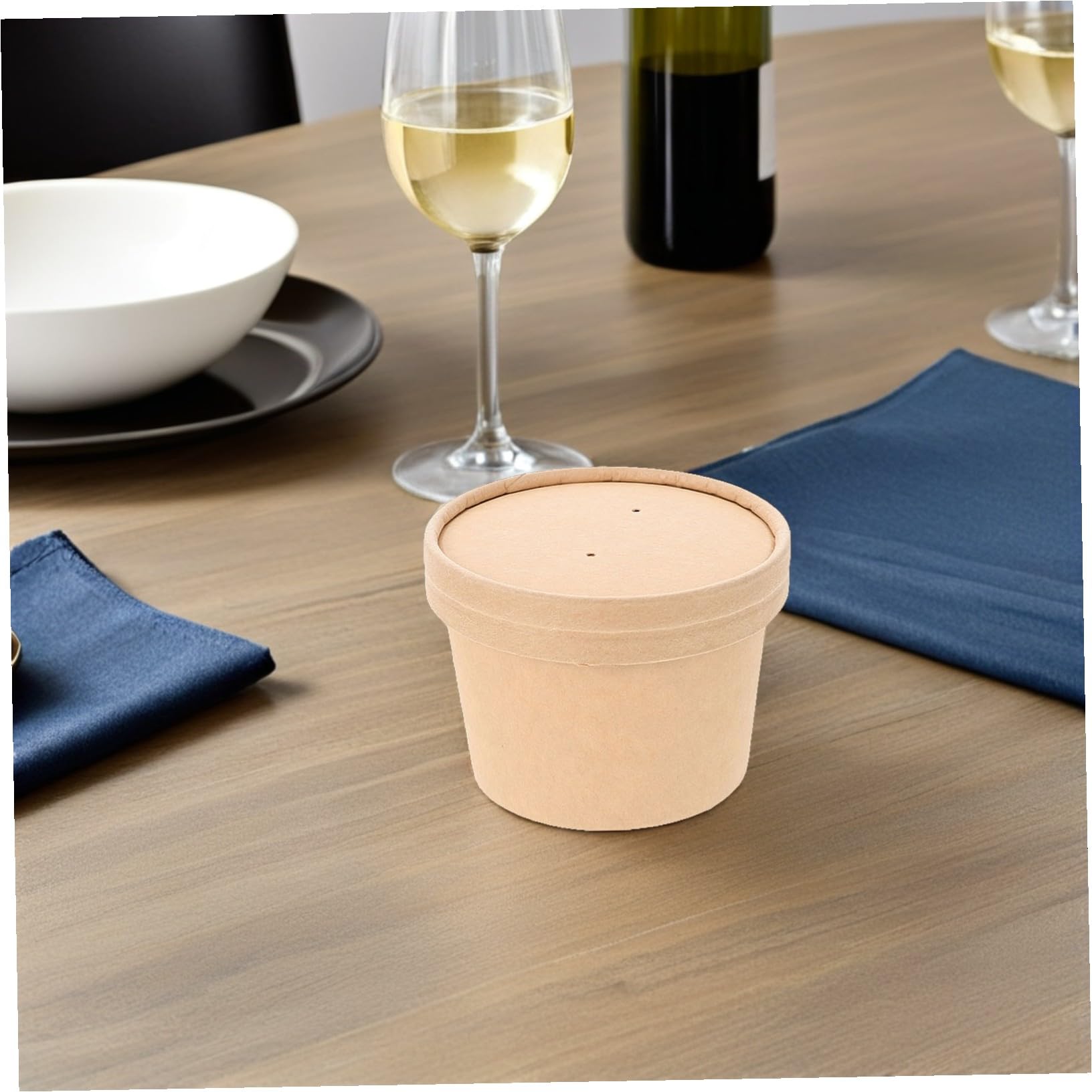 Coppette di Carta per Dessert con Coperchio in Carta Kraft Usa e Getta 10 set