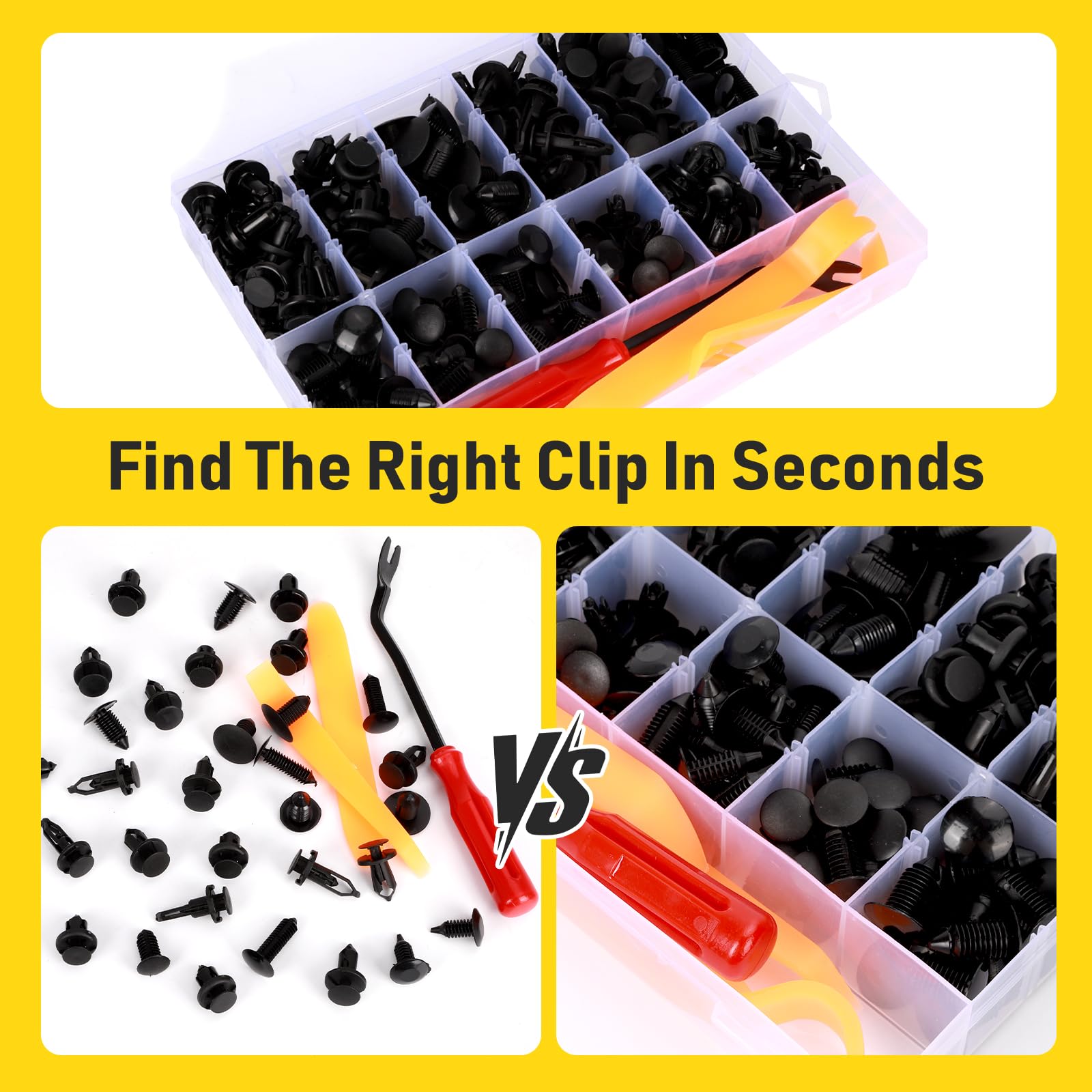 2 Sets 260PCS Car Bumper Retainer Clips Kit Auto Plastic Rivets Push Fasteners