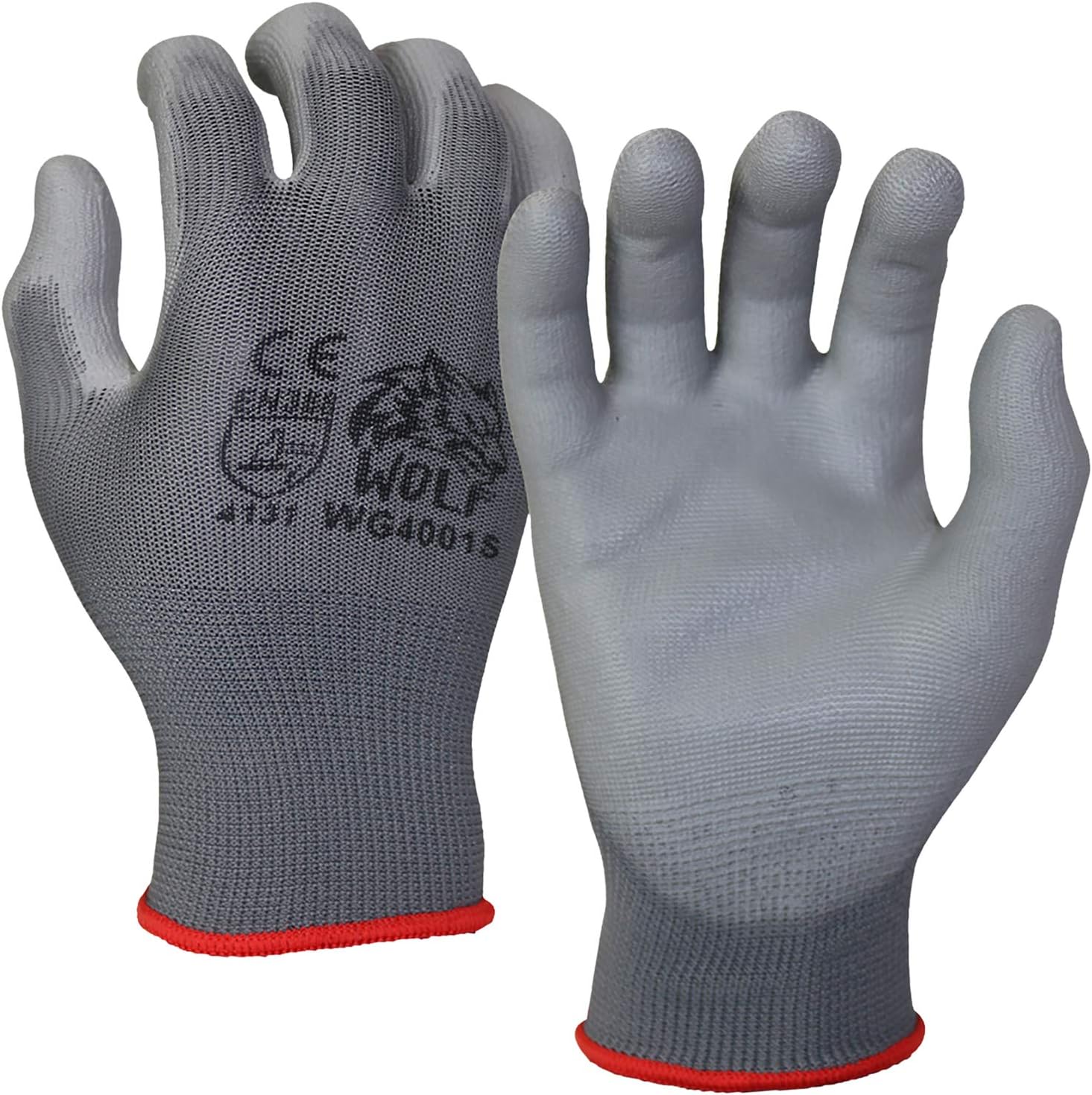 WOLF Polyurethane Palm Coated Nylon Shell Work Gloves, Construction, Mechanic, Warehouse, Yard Work, Gardening