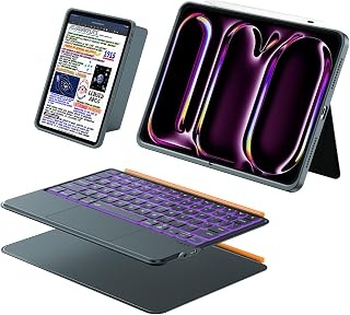 iPad Pro 13 inch Case with Keyboard (M5 2025, M4 2024), Flex Magnetic Detachable Backlit Keyboard Case, Larger Multi-Trackpad, Landscape/Portrait, 160° Adjustable Stand, Slim Protective Case (Gray)