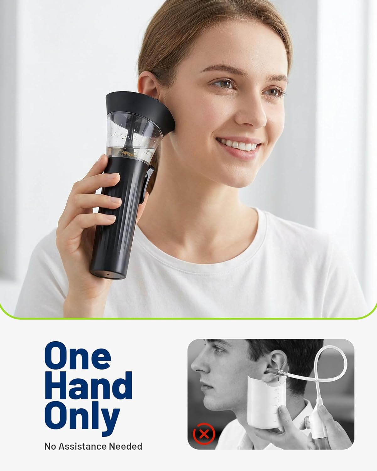 KAUGIC Ear Wax Cleaner - One-Hand Ear Wax Removal Kit Manual Ear Irrigation Flushing System, Safe, Comfortable & Easy to Use Earwax Removal Kit