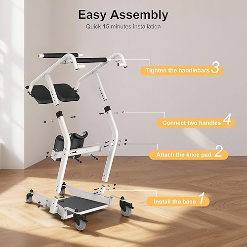 Miniatura 8 de Elevador de soporte mejorado, silla de transporte de pacientes para ancianos, silla elevadora para uso en el hogar, dispositivo de transferencia de