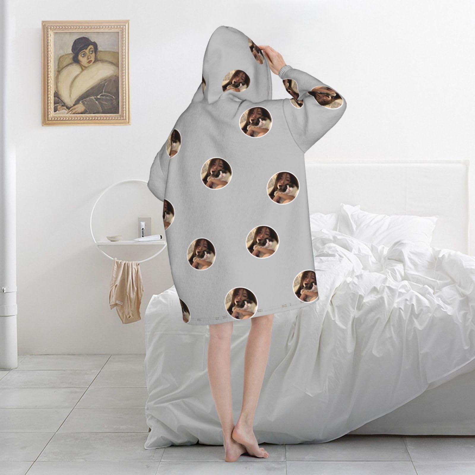 RoPox Custom Wearable Blanket Hoodie,Custom Oversized Blanket Hoodie Women Men with Pocket,Personalised Hooded Face Blanket Cozy Sweatshirt,Comfortable Women's Fit Hoodie,Gifts Adults Child - Image 3