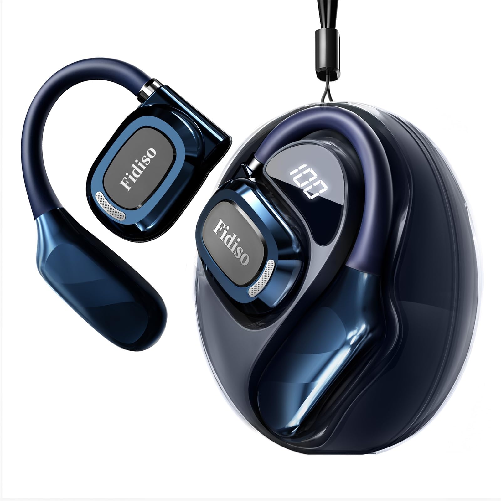 Fidiso Over Ear Bud Open Ear Headphones,Upgraded 5.4 Bluetooth Wireless Earbuds with earhooks,30-40H Playtime Ultra-Comfort, Snug Fit, Powerful Sound,