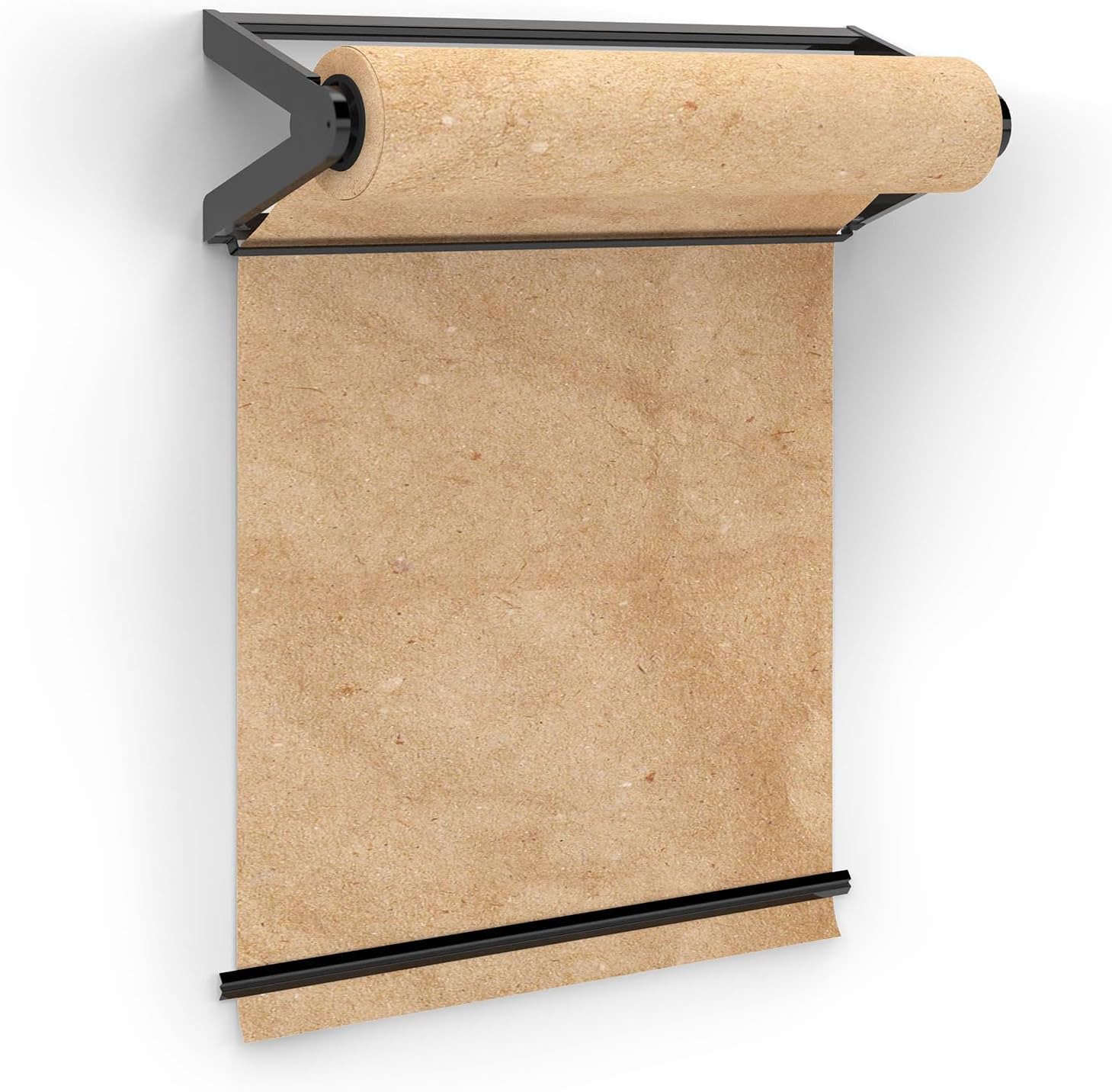 Metal Wall Mounted Paper Roll Dispenser with Cutter Bar – 24” Wide Black Craft Paper Roll Holder – Ideal for to-Do List Board, Daily Notes, Menus, Grocery Lists and More 24" Standard Black