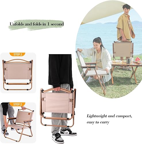 Miniatura 4 de Folding Camping Chairs, Portable Outdoor Beach Chair Foldable, Light Outdoor Chairs for Picnic Lawn Leisure Park Travel Hiking Fishing(Black,Large)