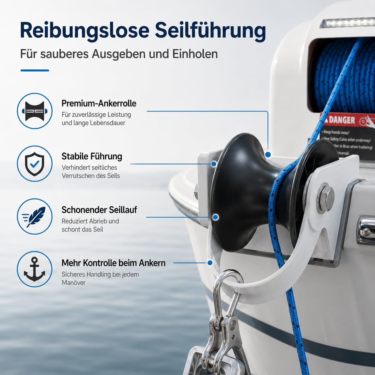 Anker Boot Elektrische Ankerwinde 12V mit Fernbedienung, Elektrische Seilwinde für Boote mit 30 m Nylonseil, Belastbarkeit bis 20 kg, Bootsanker Winde für Schnellboote Fischerboote Motorboote