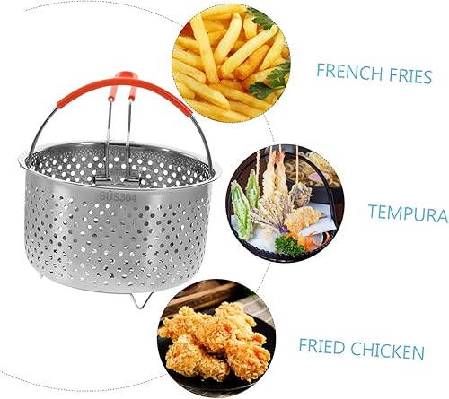 Miniatura 4 de Deep Fryer Basket Round Stainless Steel Frying and Steaming Basket for Vegetables and Noodles Convenient Double Handle Design for Easy Draining and