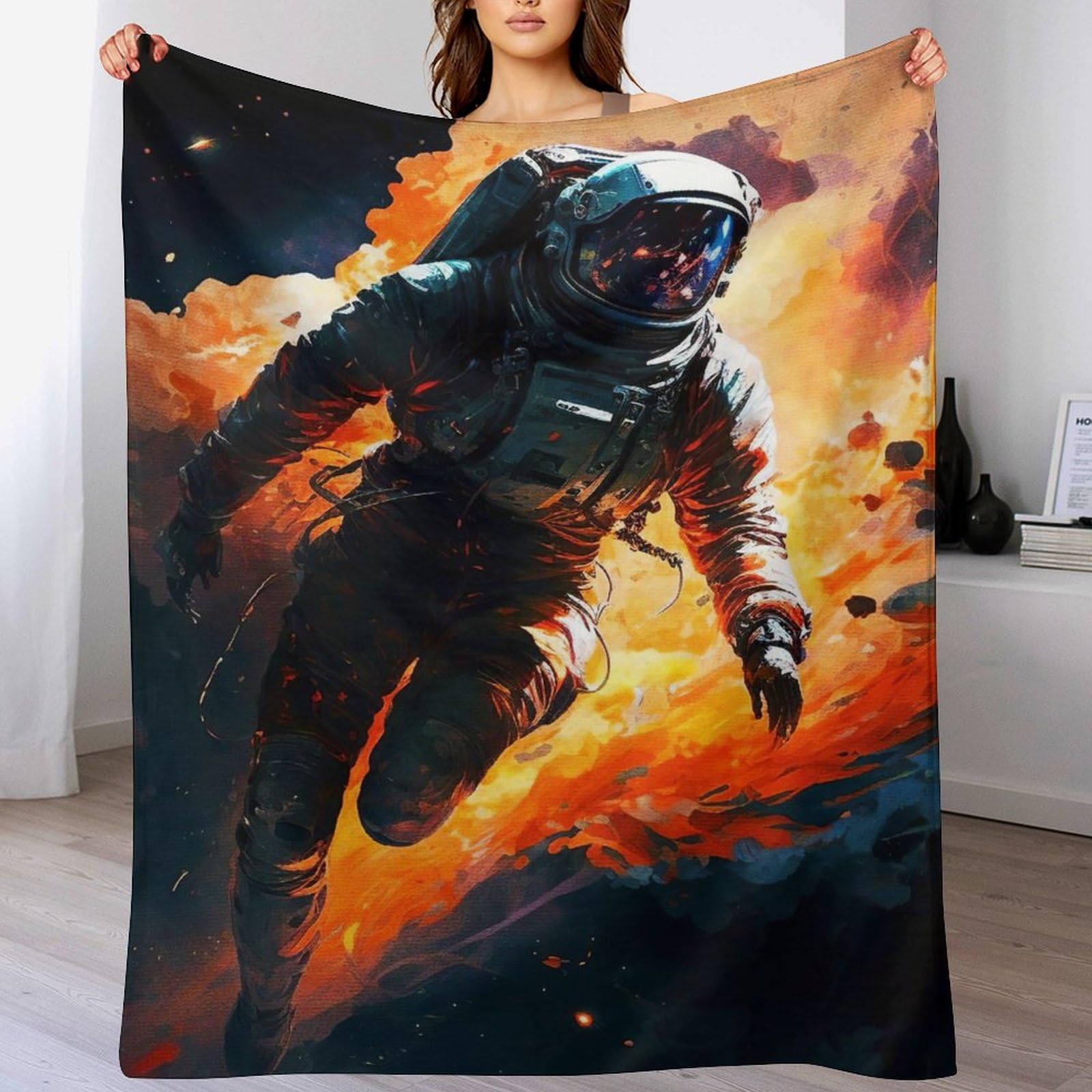 Manta suave de franela astronauta con aislamiento térmico para cama y sofá moderno