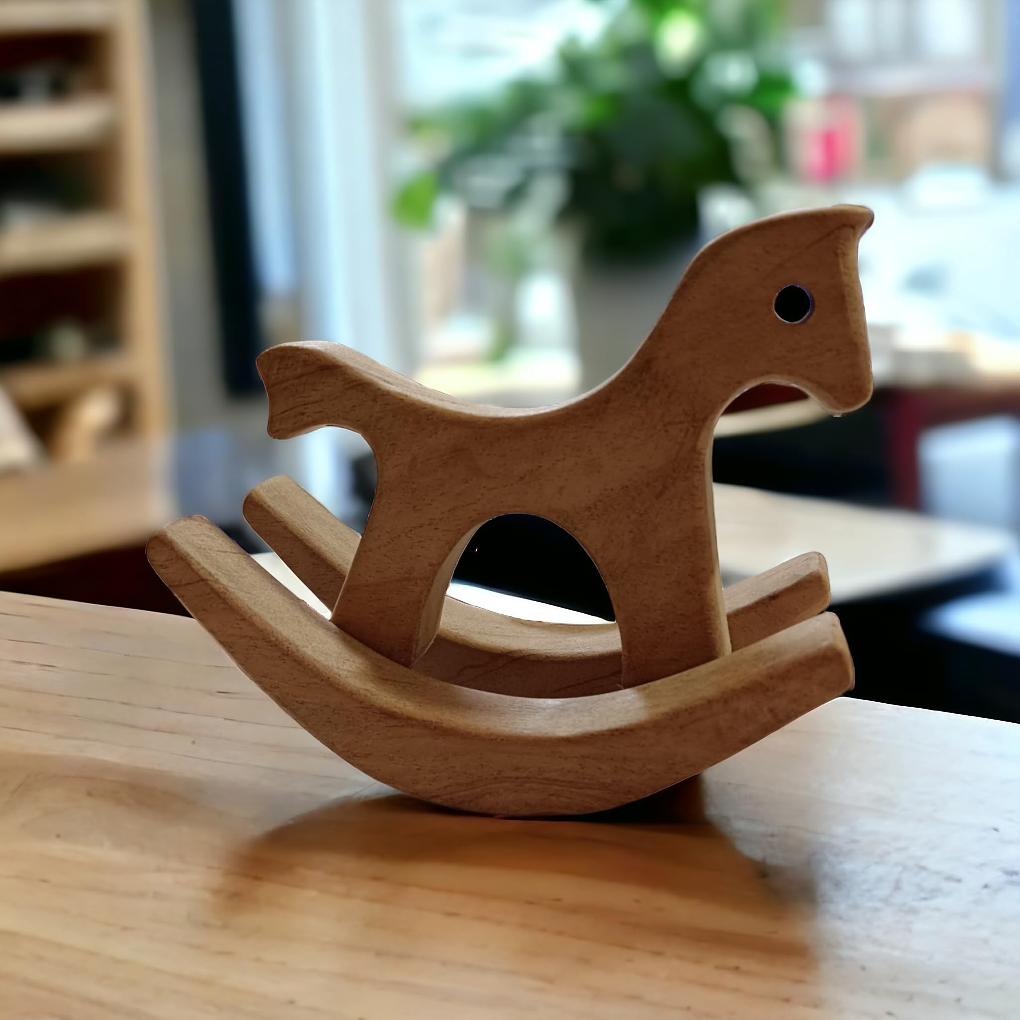 neemtoys® Neem Wooden Pocket Size Swing Horse for Toddlers - Compact Rocking Horse for Babies, Enhances Balance & Coordination, Safe & Durable Wooden Toy for Early Learning (Brown) 4