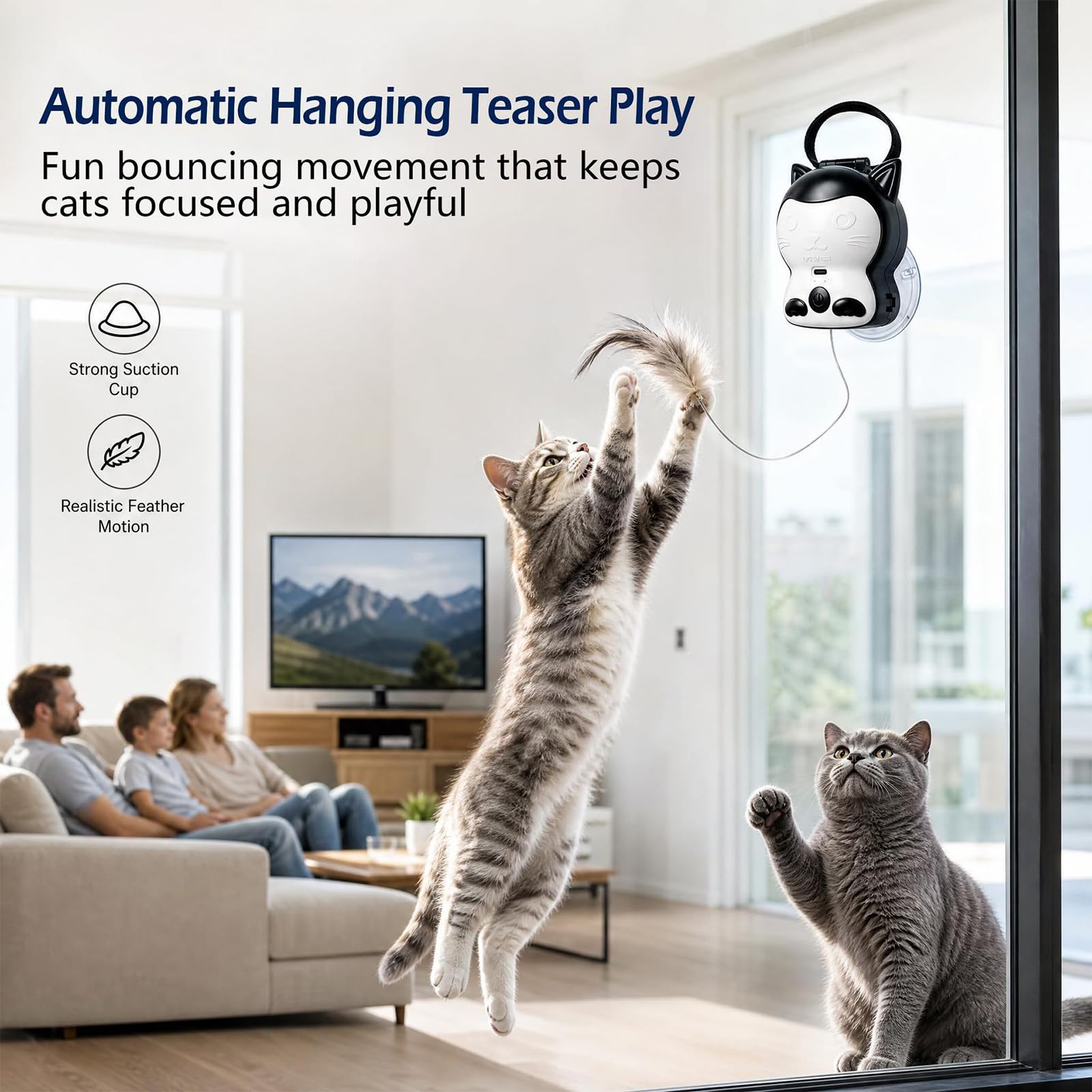 Jouet Interactif Automatique pour Chat, 2 Modes, Batterie 1200 MAh