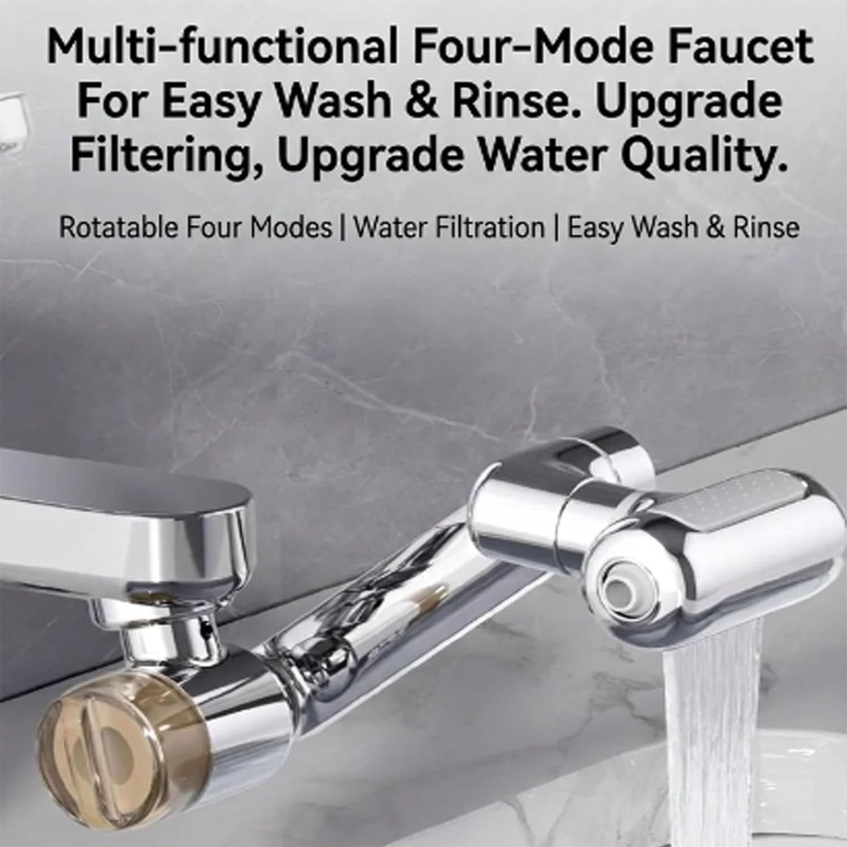 1080°Rotating Faucet Extender with Upward Facial Mist, 4 Water Modes & Built-In Filter, Universal Sink Aerator for Bathroom and Kitchen