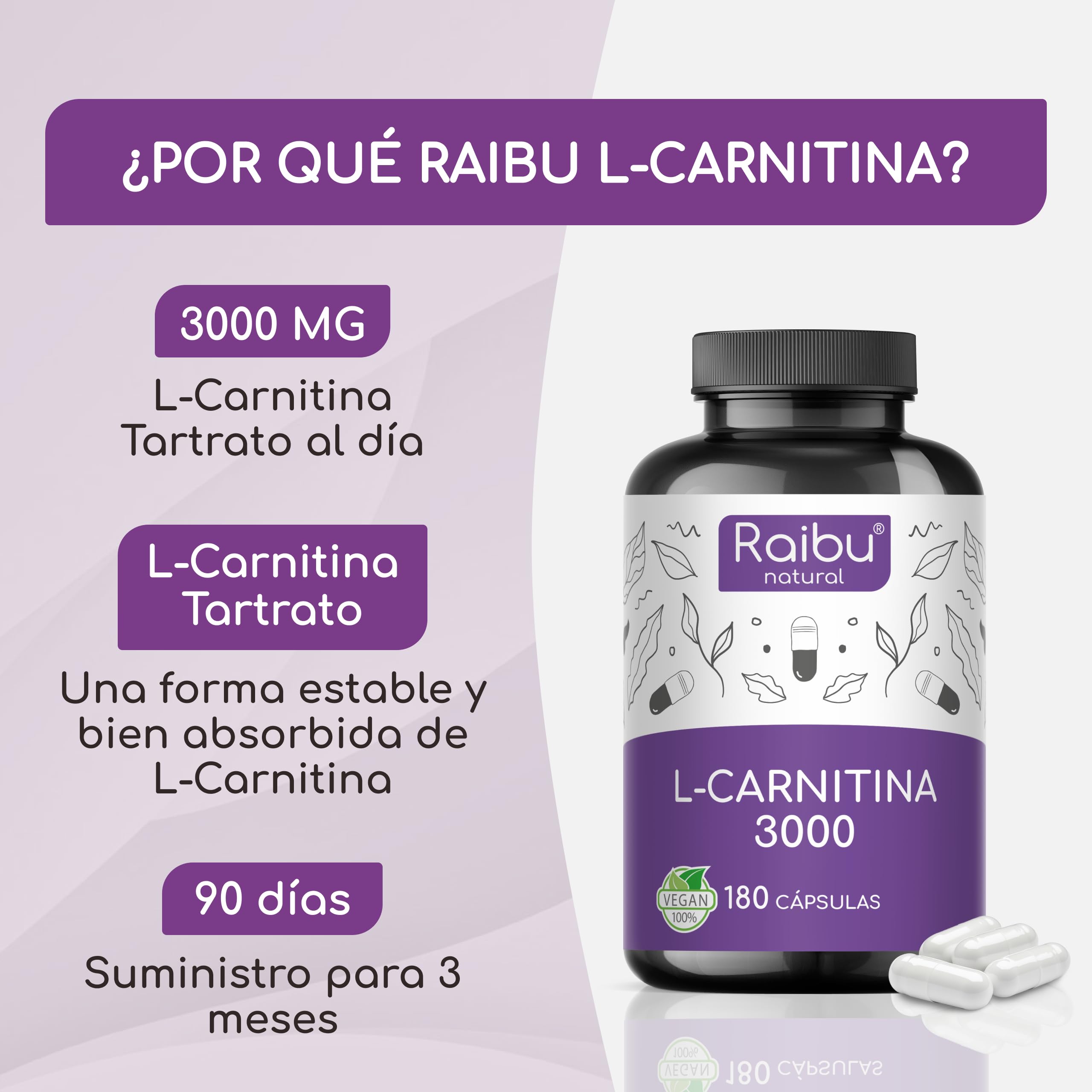 cual es la dosis de l carnitina recomendada L-Carnitina 3000 mg - XXL Botella con 180 Cápsulas de Alta Dosis - Aumento  de Energía y Resistencia - L-Carnitina Tartrato Puro
