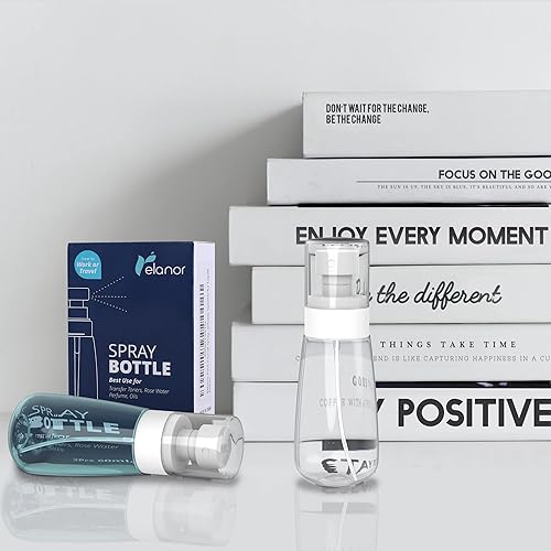 Miniatura 4 de Paquete de 2 botellas pequeñas con atomizador de tamaño de viaje de 3.39 onzas líquidas, mini botellas vacías de niebla fina, a prueba de fugas,