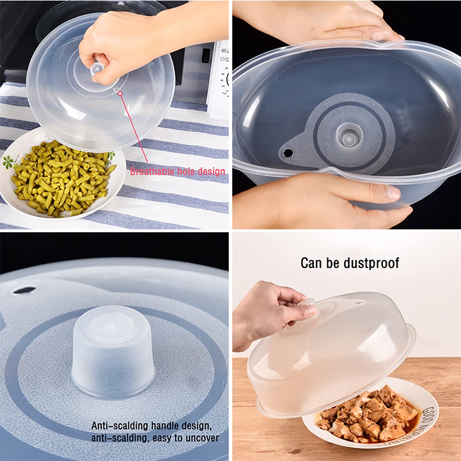 3 paquets Couvercle des éclaboussures à micro-ondes avec poignée à haute température et couvercle micro-ondes résistant à l'huile à haute température pour la maison, l'école, l'hôtel ( Size : Large