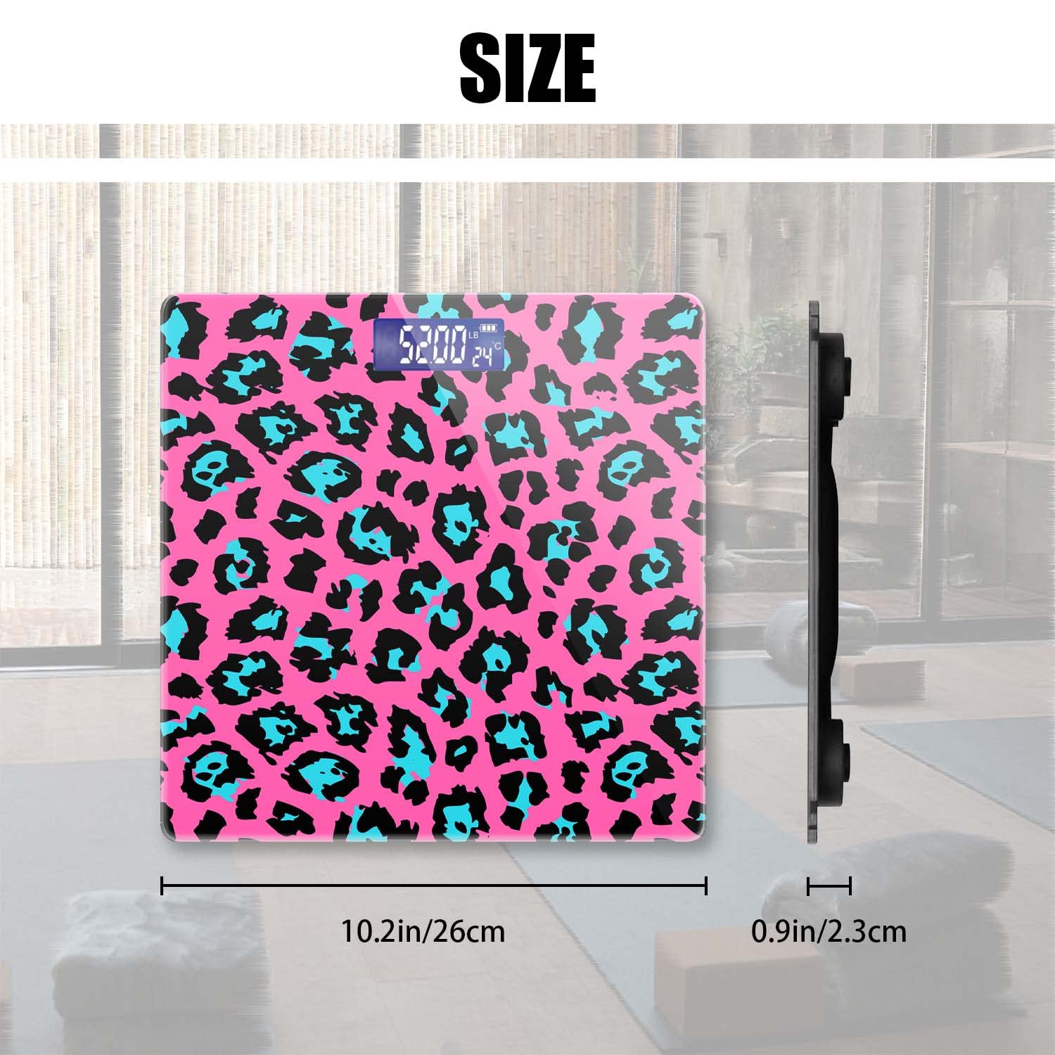 Báscula de peso digital para peso corporal, báscula de baño, báscula personalizada para peso corporal 400 libras con pantalla grande retroiluminada fácil de leer - leopardo rosa