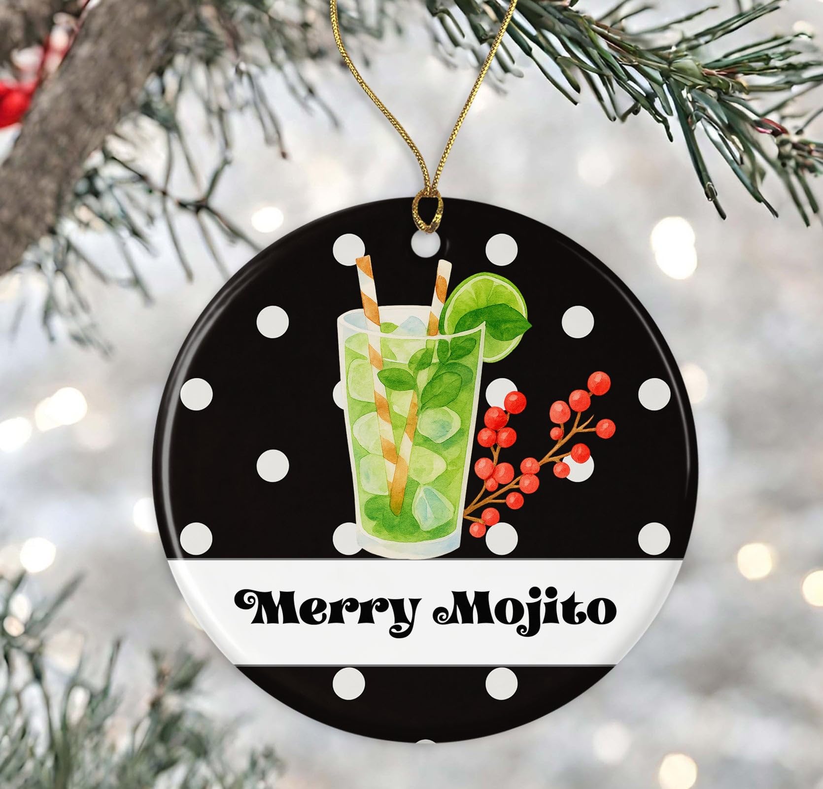 Décoration boisson Merry Mojito imprimée des deux côtés pour ornement sapin