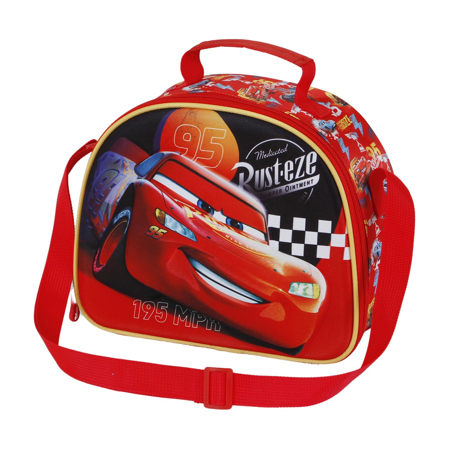 Disney Cars 3 Bumper-3D Lunch Bag, Red, 25.5 x 20 cm