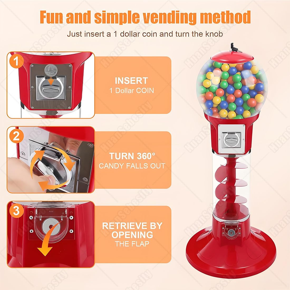 Distributore Cialde a Moneta,‌distributore Gumball Capsula Automatico a Spirale,Dispenser Monete Gumball a Spirale Commerciale,per Fiere E Marketing Promozionale‌ Blue