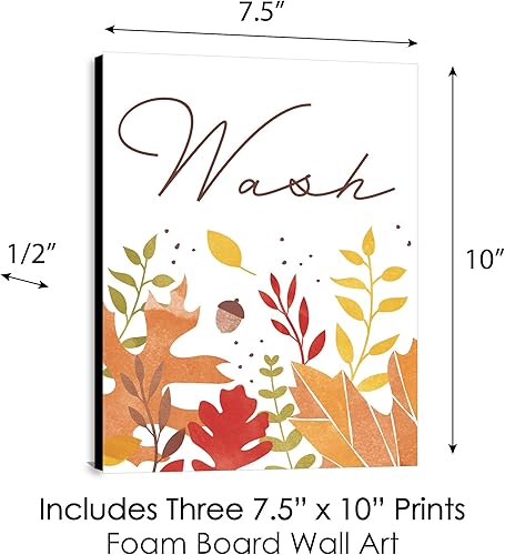 Miniatura 5 de Big Dot of Happiness Follaje de otoño  Arte de pared de hojas de otoño para niños, 7.5 x 10 pulgadas, juego de 3 letreros  lavado, cepillo y descarga