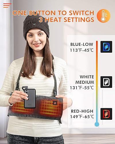 Miniatura 4 de DUKUSEEK Orejera de mano calentada para caza, calentador de manos eléctrico con batería recargable de 10000 mAh para invierno al aire libre, caza,