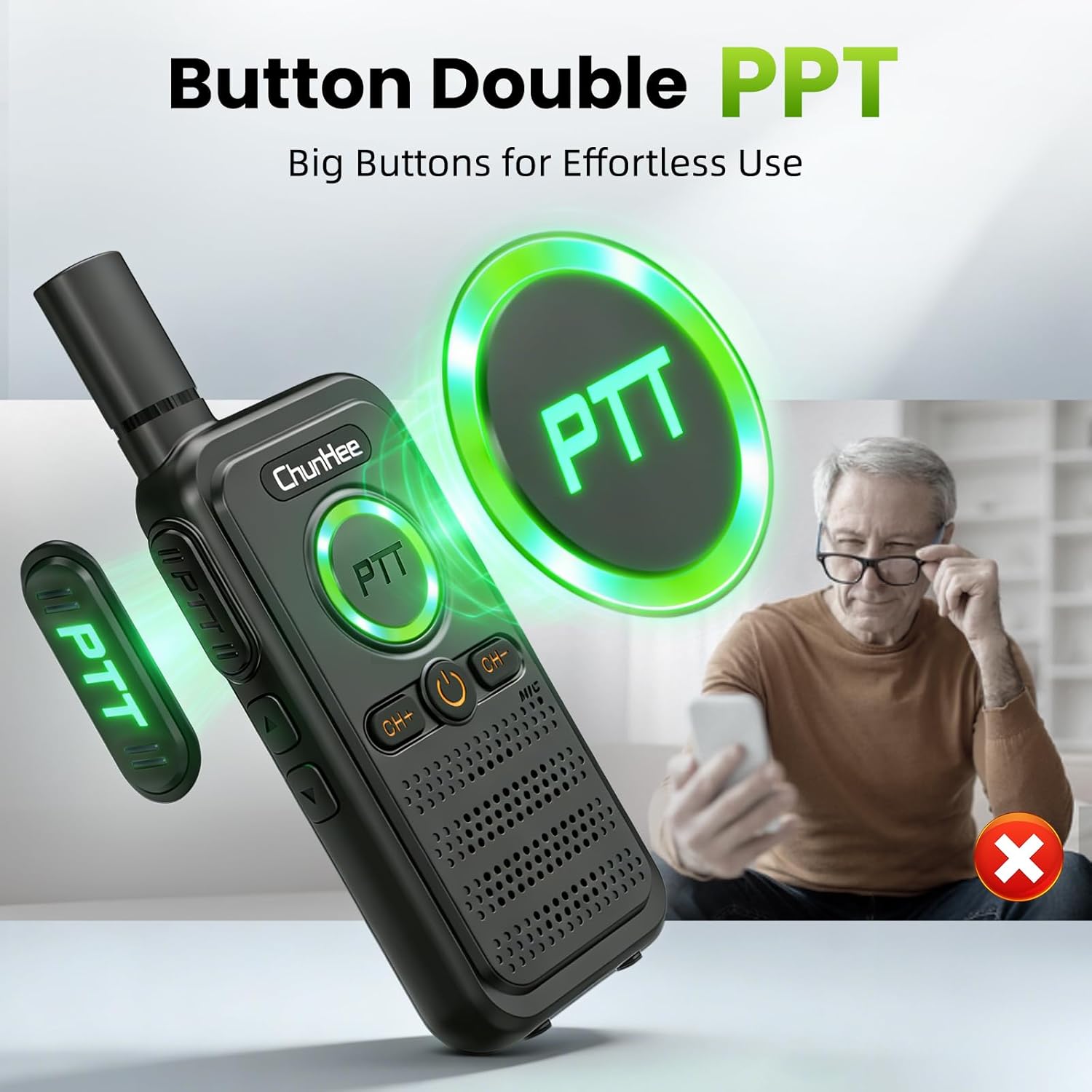 ChunHee Wireless Intercom System, 2 Way Voice Intercom for Home, 1.5-Mile Long Range, 16 Channels Portable Intercom with VOX & SOS Alarm, Easy Install Intercom for Elderly, Business & Basement - Image 7