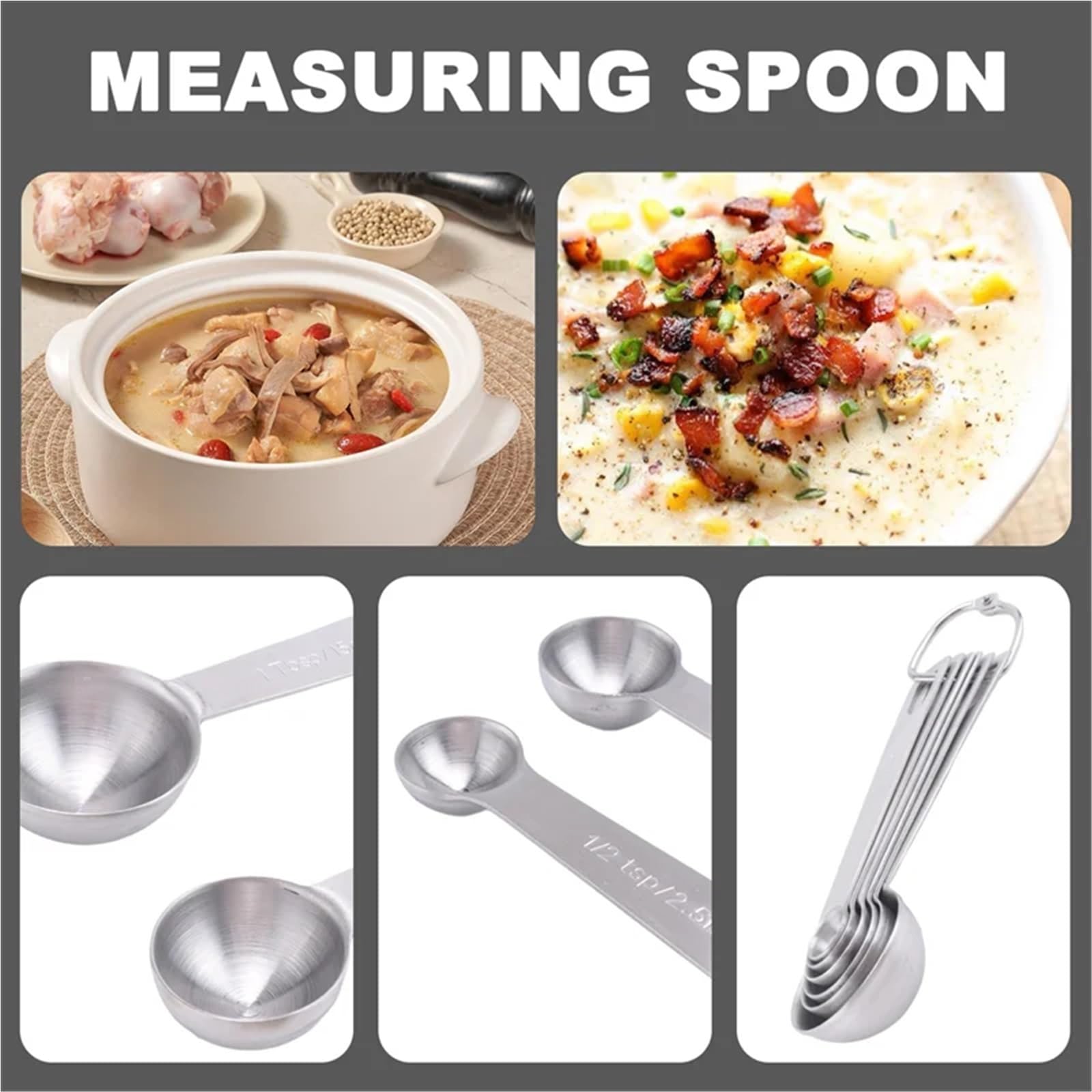 Cucharas medidoras, juego de tazas y cucharas acero inoxidable, cucharadas pequeñas con medidas métricas estadounidenses para Medir Líquidos y Sólidos
