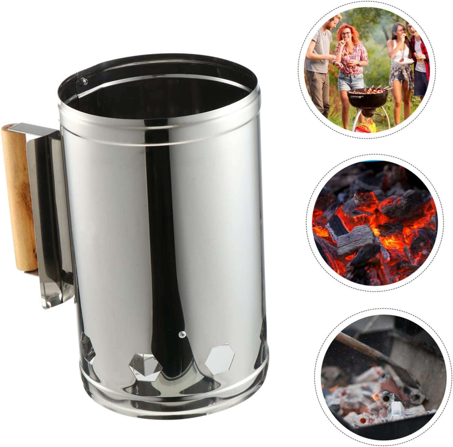 BBQ Ignition Barrel Charcoal Starter for Grill Portable Fire Bucket Insulation Handle Durable and Easy to Use