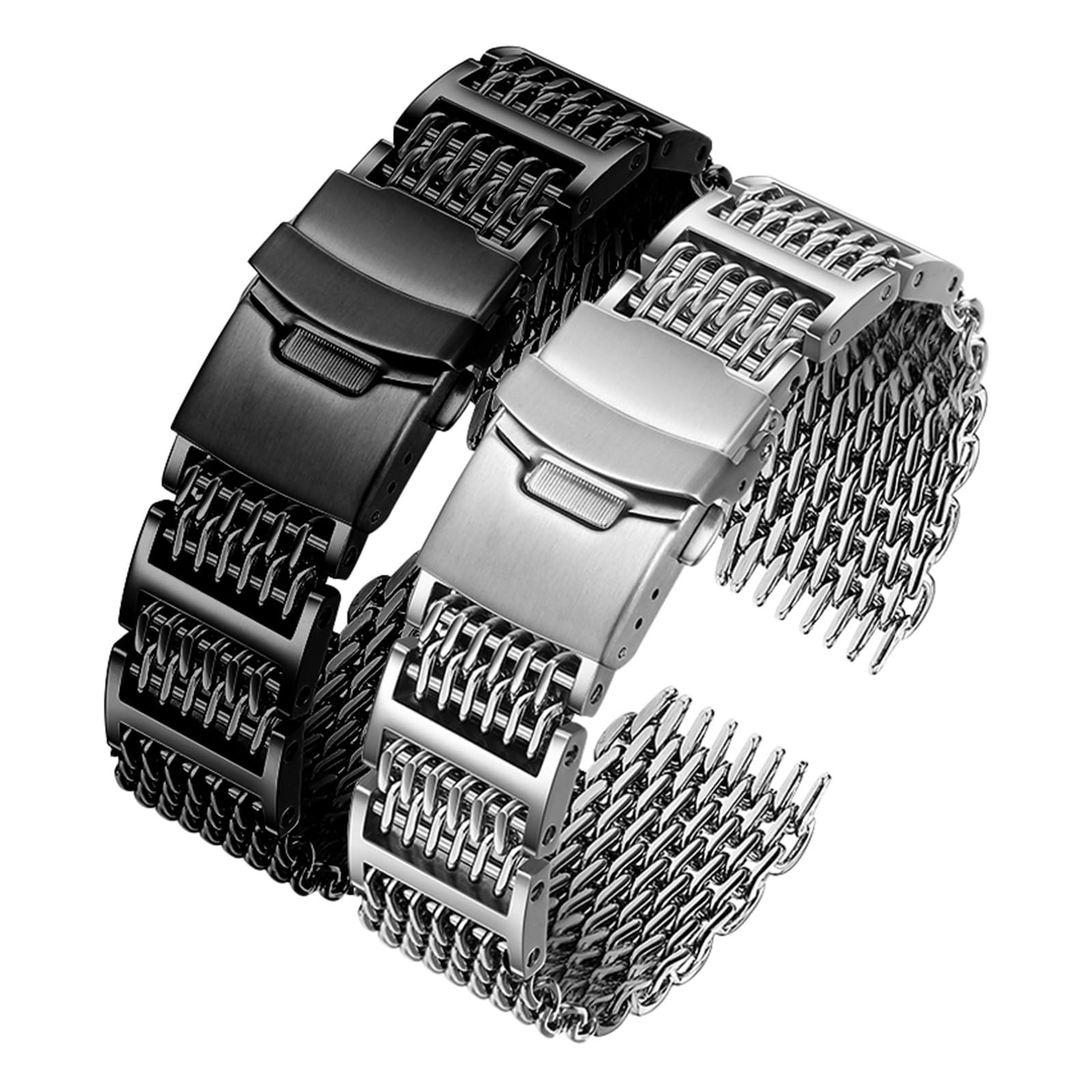 Watchband Metal Strap Mesh Bracelet 20 22mm Suitable For Daily Wear(G29-04-black,20mm)
