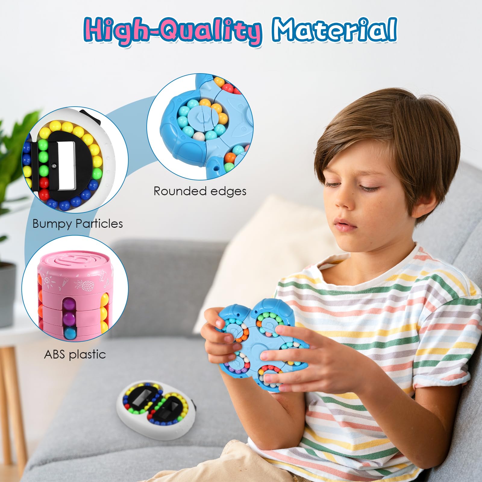 3 unidades Magic Beans, Rotating Fingerwürfel Puzzle Juguetes, IQ Cube Toy Stress Relieve Toys para niños, adolescentes y adultos