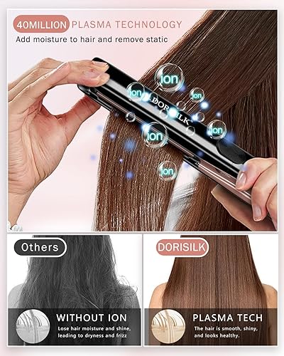 Miniatura 5 de DORISILK Plancha de pelo profesional de alta temperatura de 500 grados, plancha plana de cerámica de calentamiento rápido de 30 segundos, alisador y