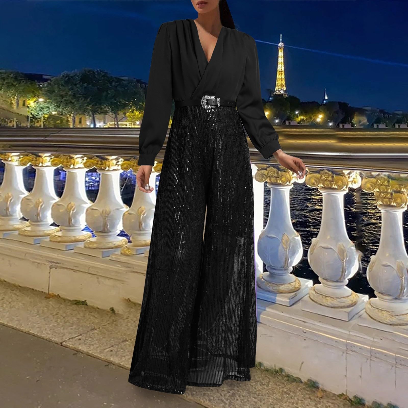 Jumpsuit Damen Sommer Lang, Overall Damen Elegant Festlich, Einteiler Playsuit Sexy Festival Outfit Einfarbig Hose Weites Bein Hosenanzug Business Romper Mit Ärmeln Basic Sommerjumpsuits Damen Strand