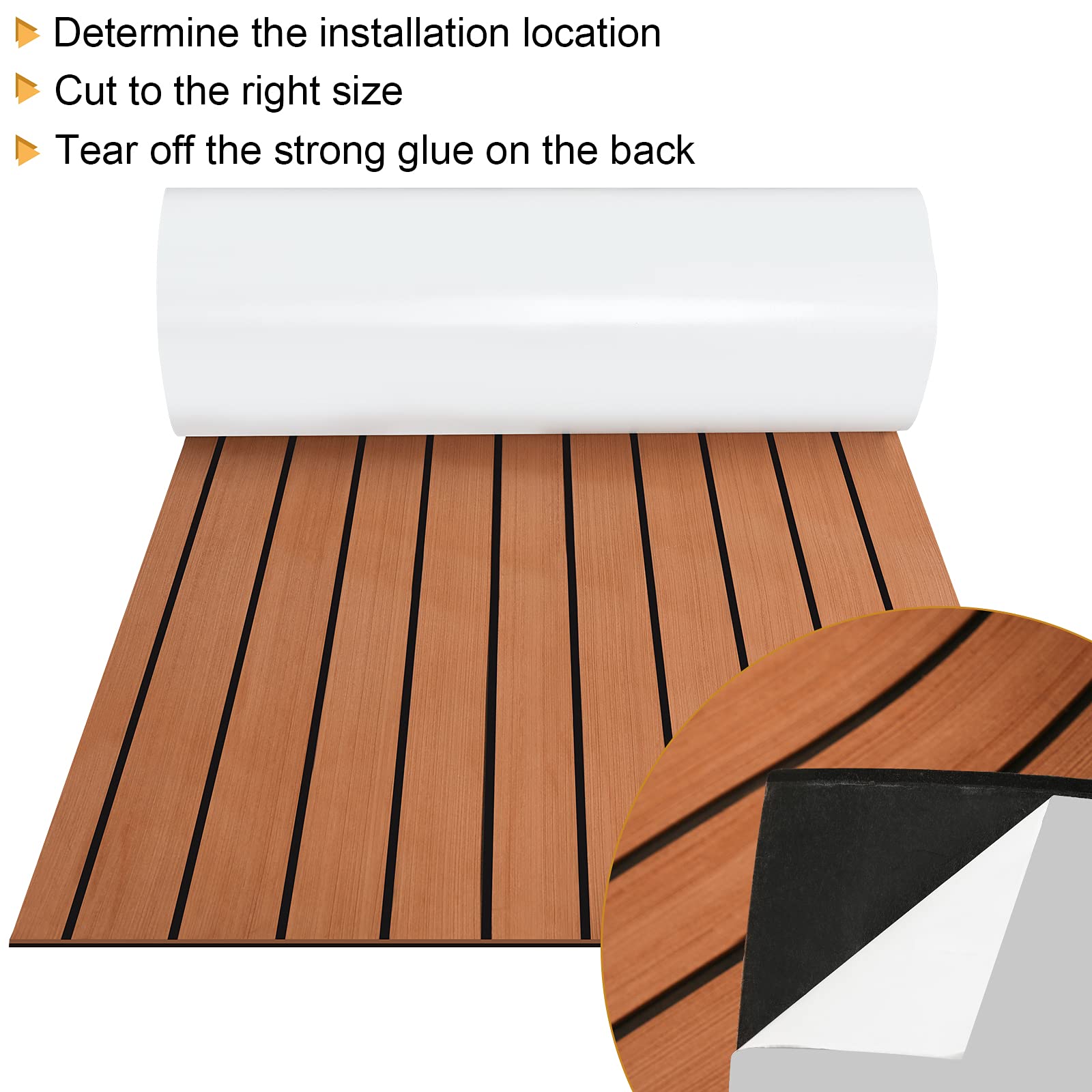 Eva Imitation Teak Bodenbelag Matte,Selbstklebend Teppich Pad,Eva Schaum Boot Yacht Bodenbelag Teppich,für Boot,Bodenbelag,Surfbrett,Boot Yacht,Marine,Braune