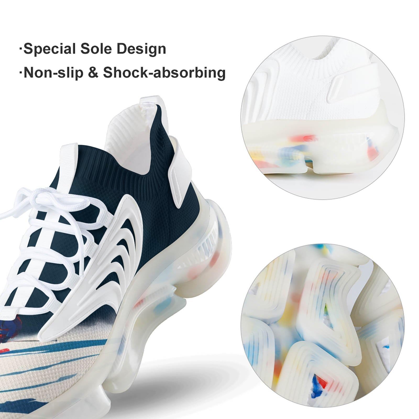 Skier Skiing Down - Scarpe da corsa da uomo | Elastico imbottito traspirante Mesh antiscivolo Supporto Shock Training Comfort