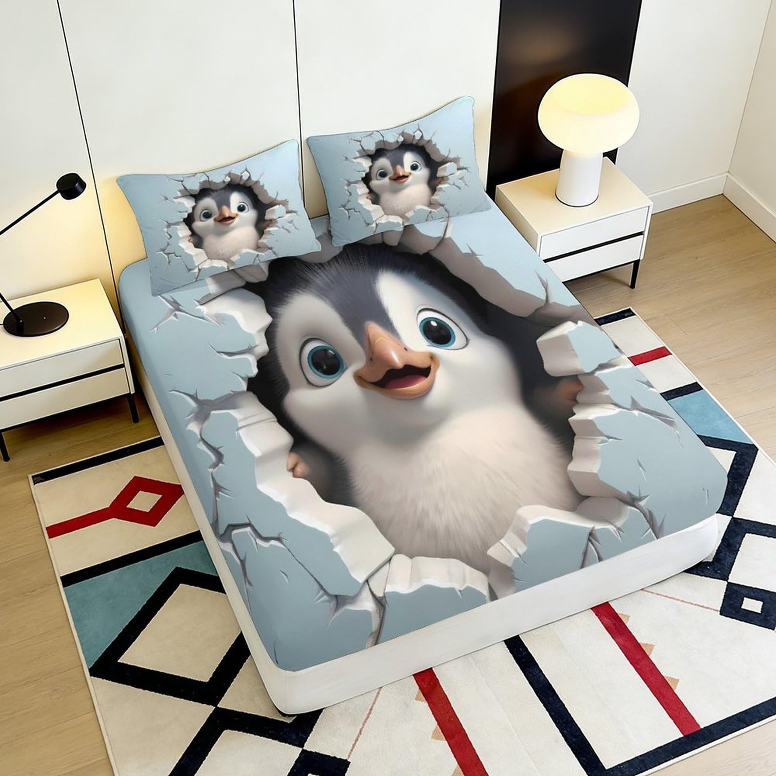 Lenzuolo con angoli, con stampa 3D, in microfibra, antiscivolo, per casa | morbido, coprimaterasso, facile da pulire, per tutto l'anno, lavabile, 180 x 200 x 25 cm