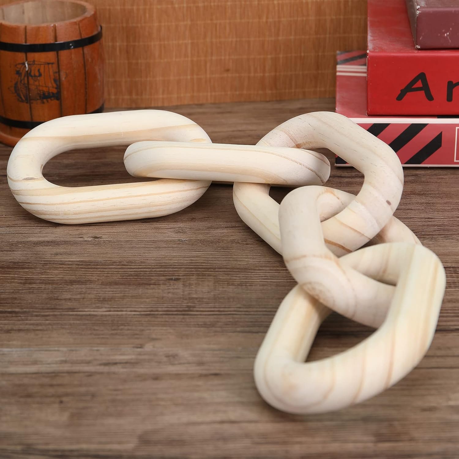 Amazon Com Wood Chain Link Decor Boho Hand Carved Decorative Wooden AC SL1500