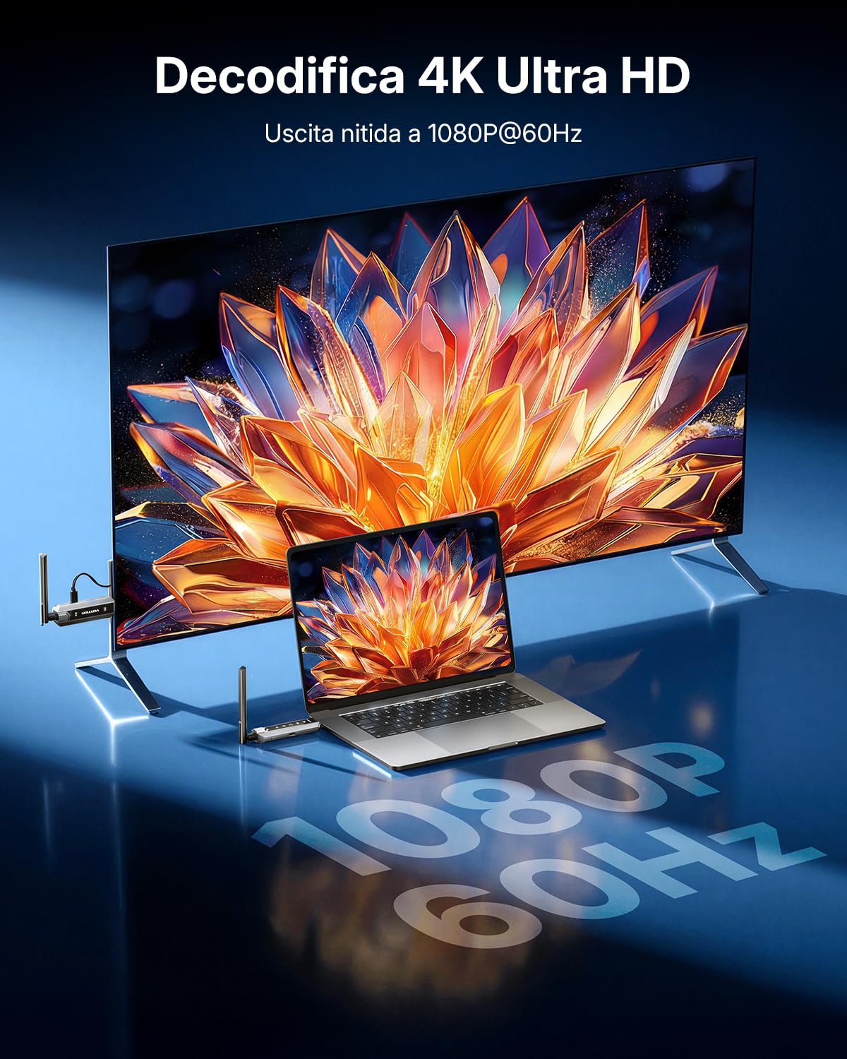 VENTION Trasmettitore e Ricevitore HDMI Wireless 656FT/200M con Schermo LED, fino a 6 RXs, Controllo Termico, Kit Estensore Plug&Play. Decodifica 4K da PC/Proiettore/TV Box a Monitor (1TX+1RX)
