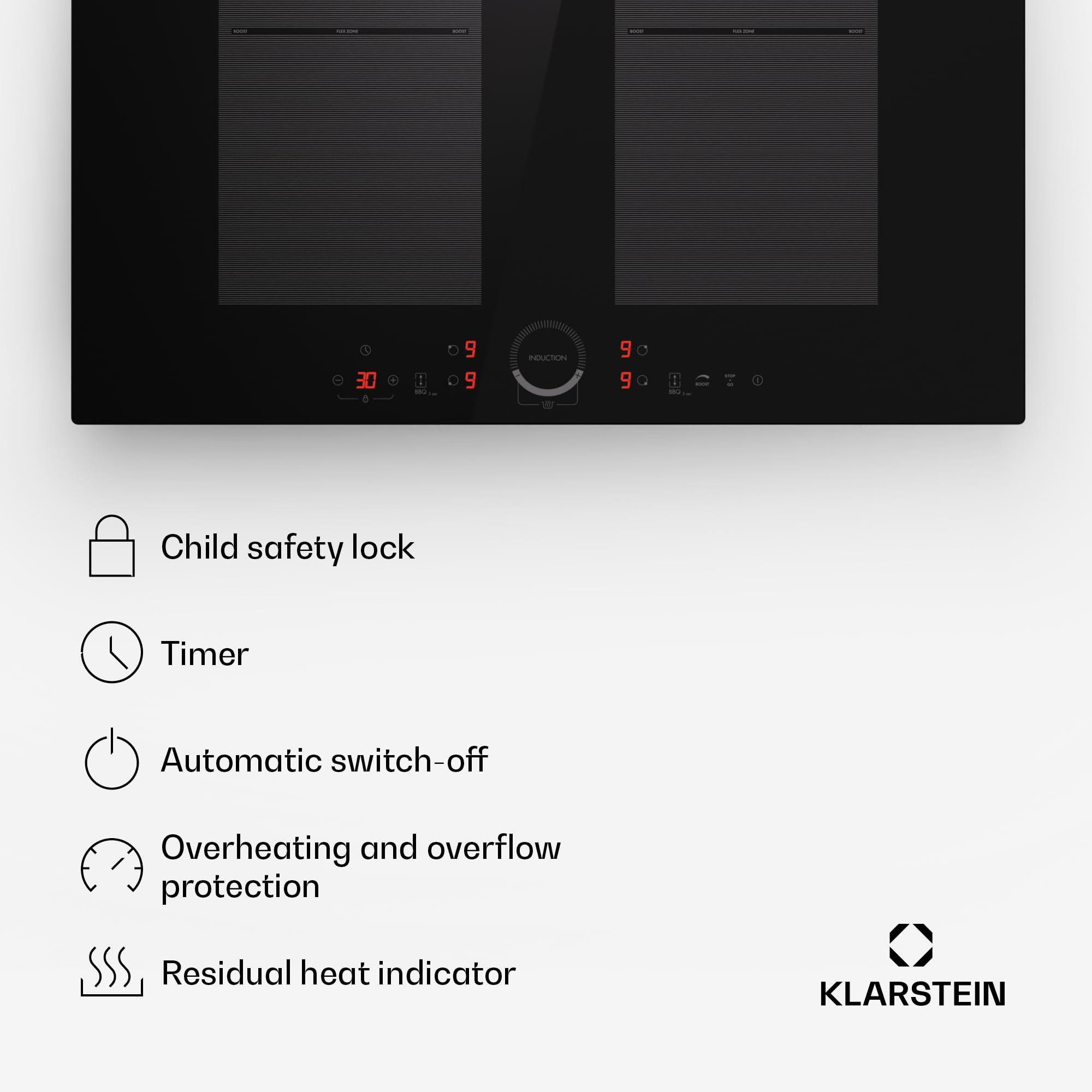 Klarstein induction hob, glass ceramic 7000W induction hob with 4 plates, built-in induction Palte with touch display and timer with overheating protection — view 6