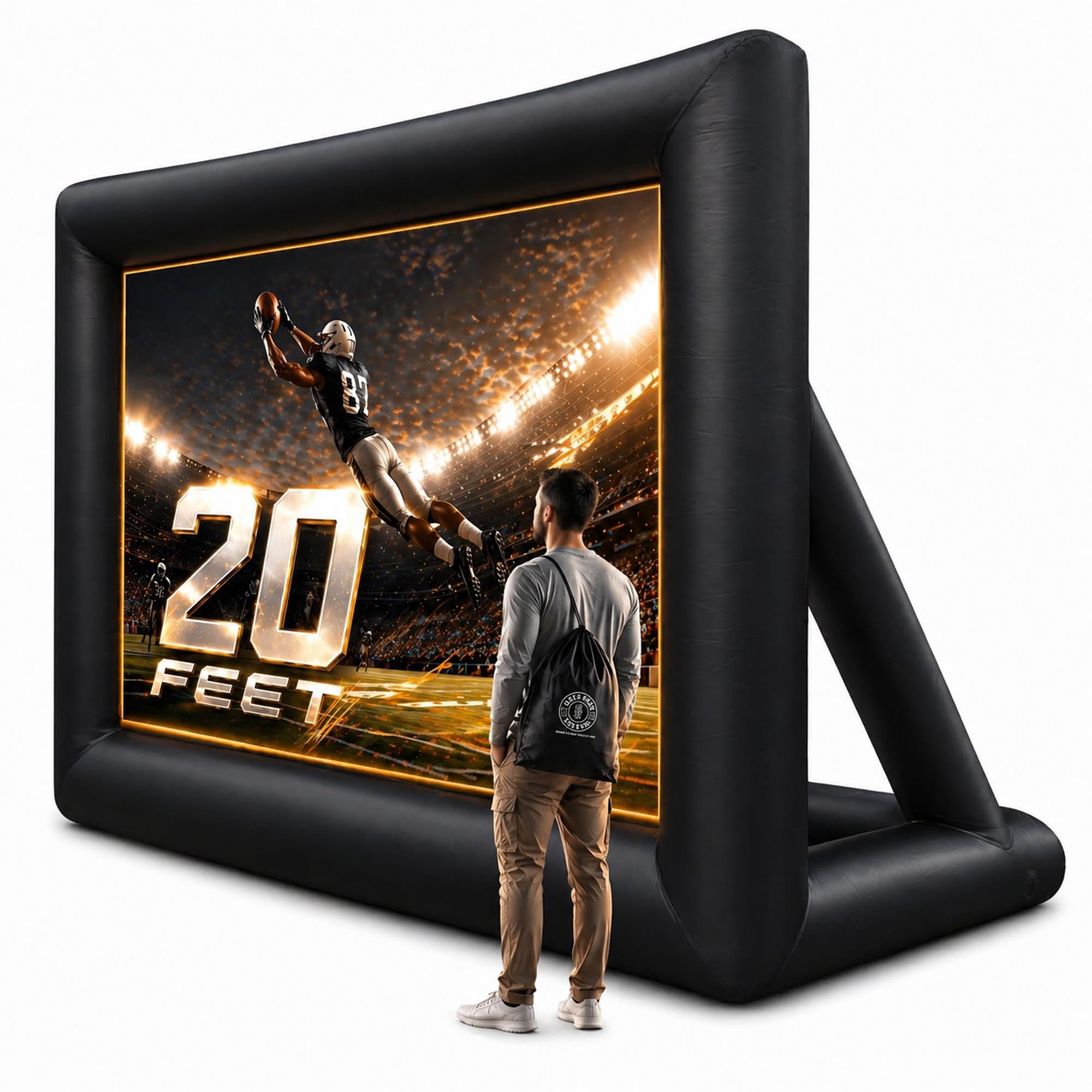 KHOMO GEAR Pantalla Proyector Portátil Gigante 240 Pulgadas, Kit Pantalla Proyector Exterior Motorizada Hinchable con Bomba de Aire Eléctrica - XXL - 6 Metros