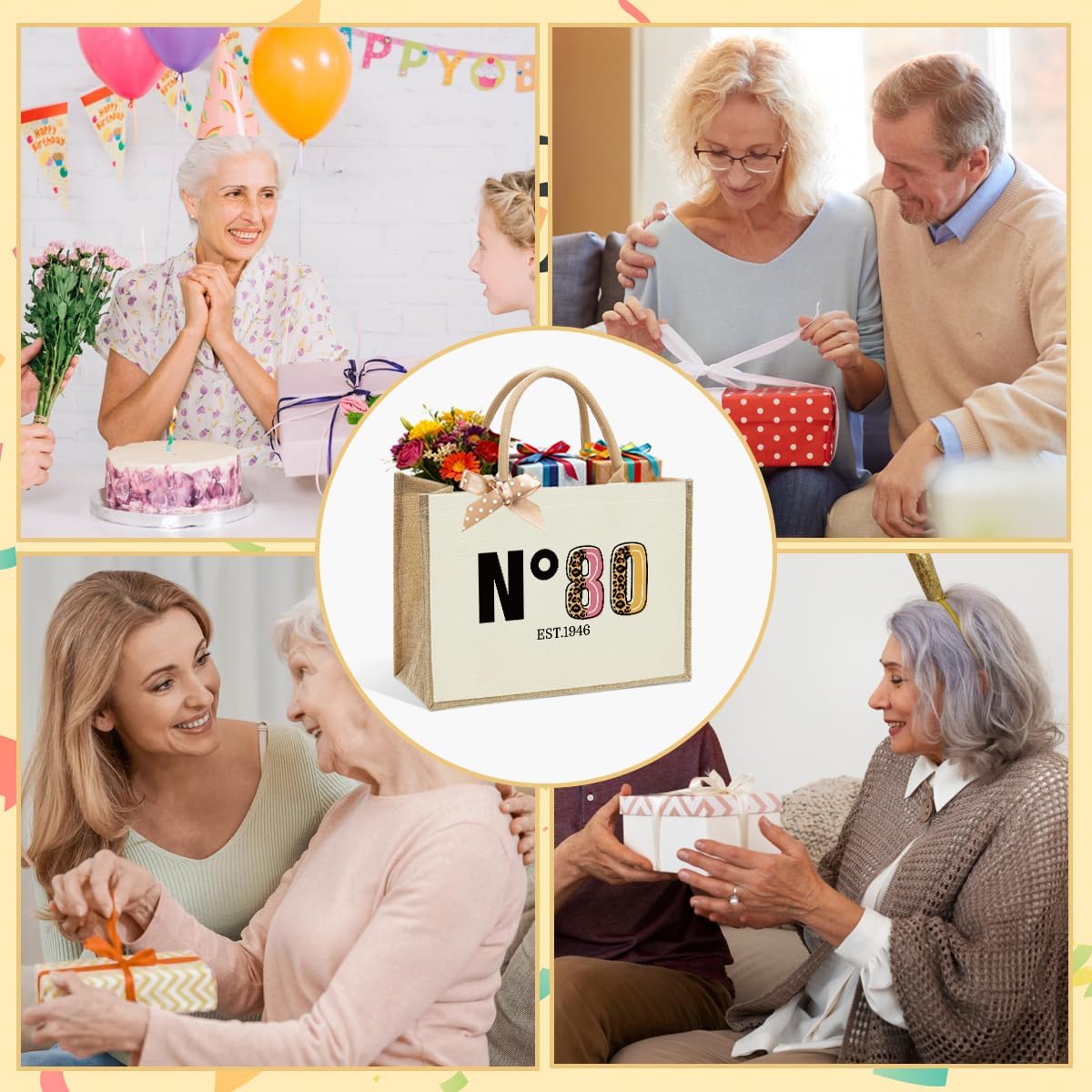 Jute Canvas Tote Bag for Women - 40th 50th 55th 60th 65th 70th 75th 80th Birthday, Mother's Day, Christmas Gift - Image 6