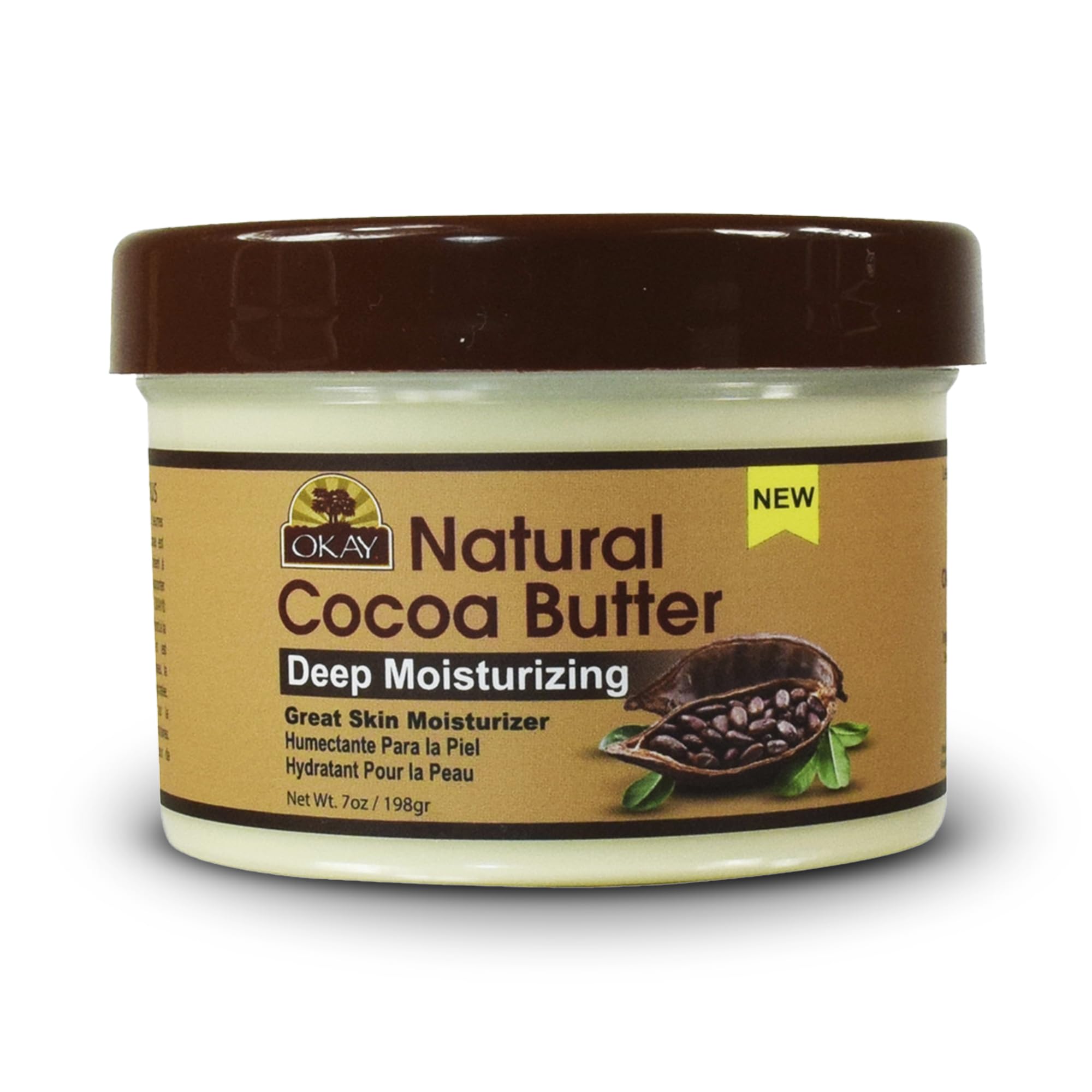 OKAY | Natural Cocoa Butter | For Skin & Hair | Moisturizes & Softens Skin | Conditions & Nourishes Hair | 100% Natural | 7 oz
