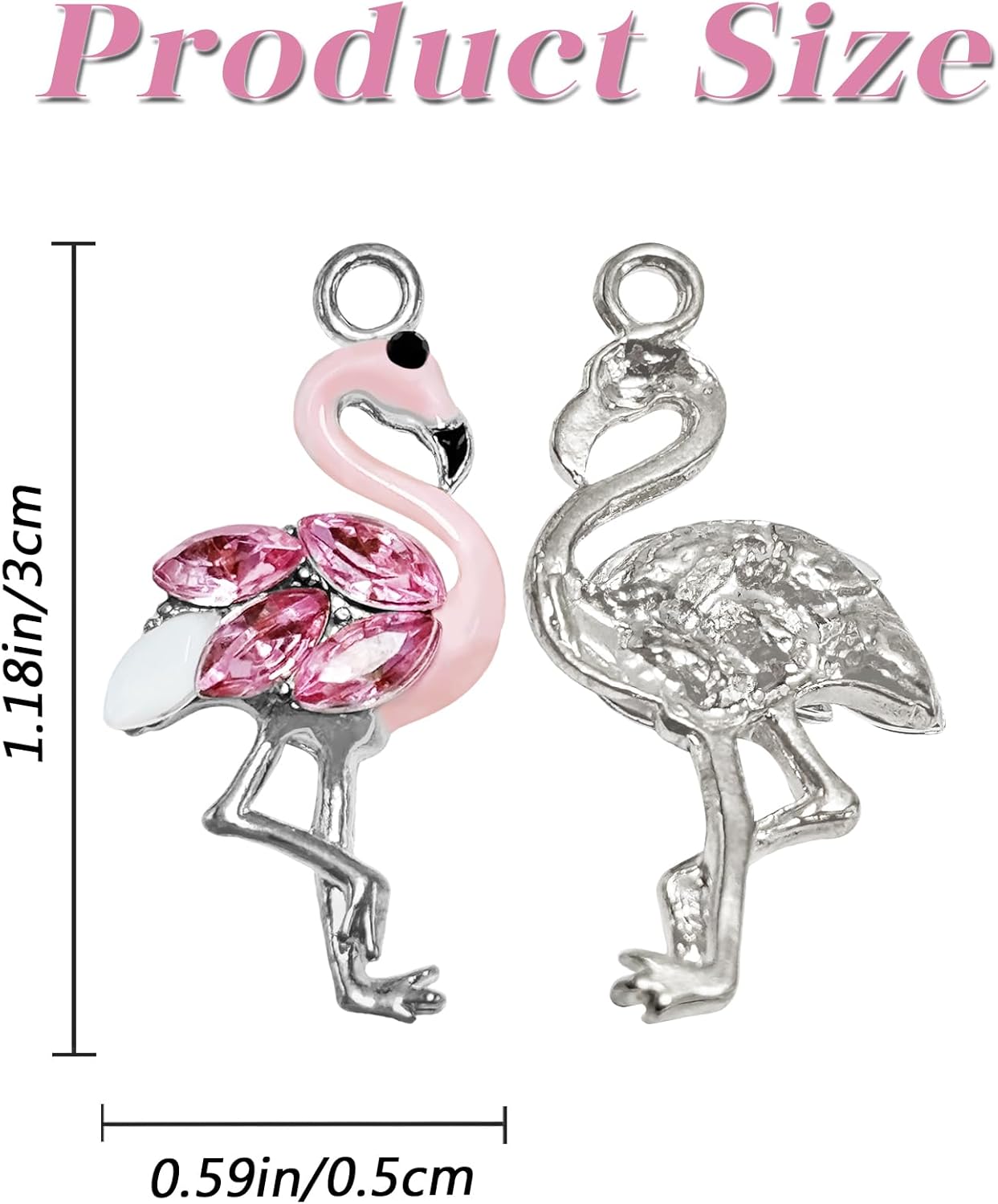 SYBKED 20 Pcs Cute Sliver Flamingo Charms DIY Handmade Making Jewelry Small Pink Accessories Alloy Pendant Necklace Bracelet Sweater Earring Keychain Decoration for Women Gift - Image 2